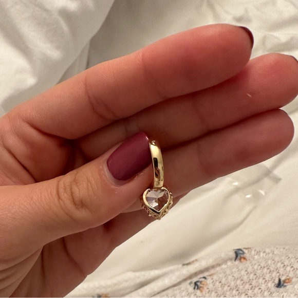 Jordan Road - Luv 18K-Gold-Plated & Cubic Zirconia Heart Drop Earrings - NWOT - Picture 5 of 6